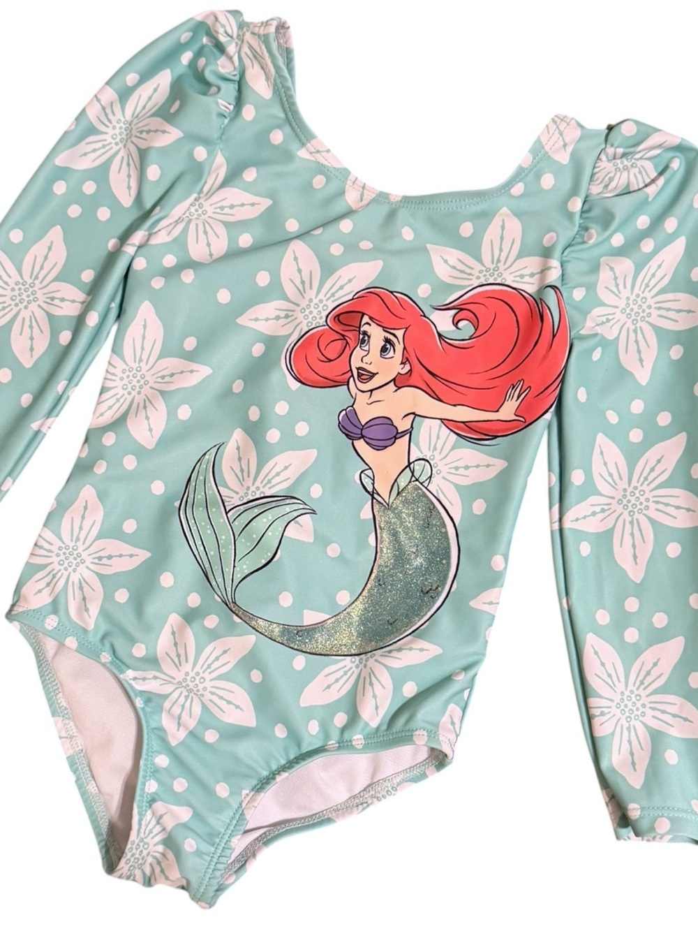 Disney Princess Ariel One Piece Swimsuit Girls Size 4T Long Sleeve Beach Pool
